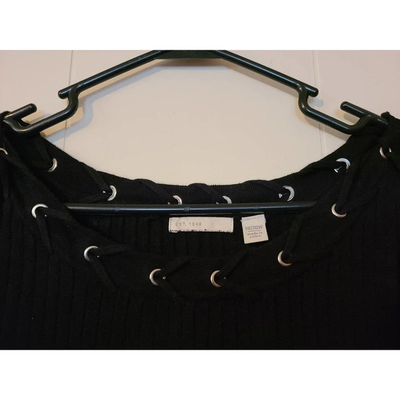 EST. 1946 Sweater Sheath Dress Womens 18/20W Knit Lace Up Neck Long Sleeve (VA2) - Picture 3 of 4